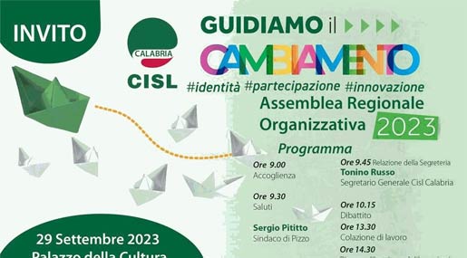 Il 29 settembre a Pizzo l'assemblea regionale di Cisl Calabria
