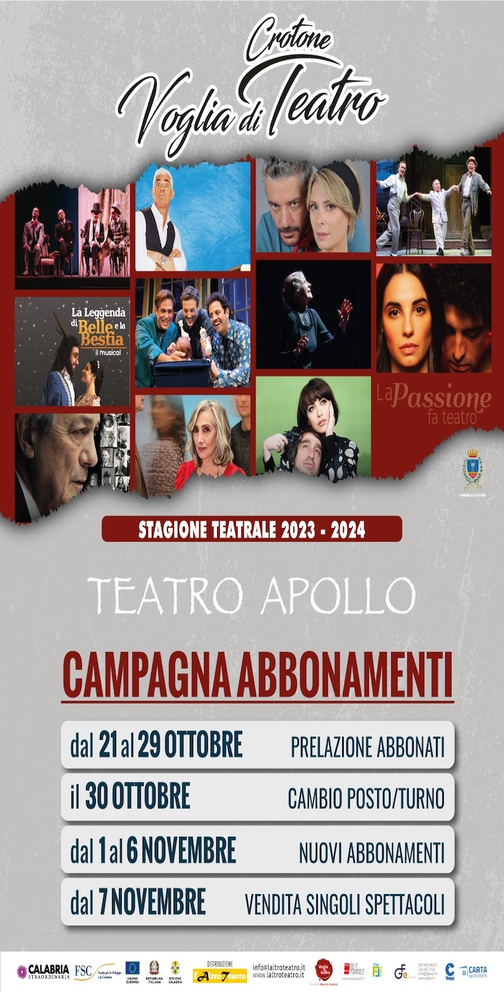 A novembre arriva la rassegna "Crotone... voglia di teatro"