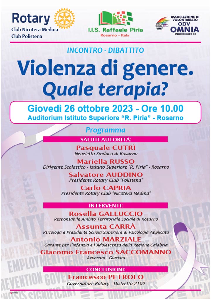 L'incontro del Rotary "Violenza di genere, quale terapia?"