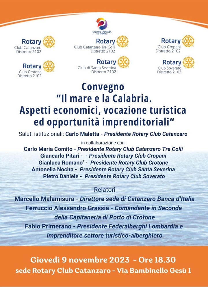 Il 9 novembre a Catanzaro il convegno del Rotary su "Il Mare e la Calabria"