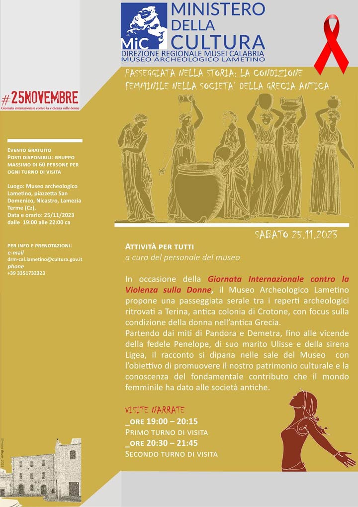 Al Museo Archeologico una visita sulla “Condizione femminile nella società della Grecia Antica”