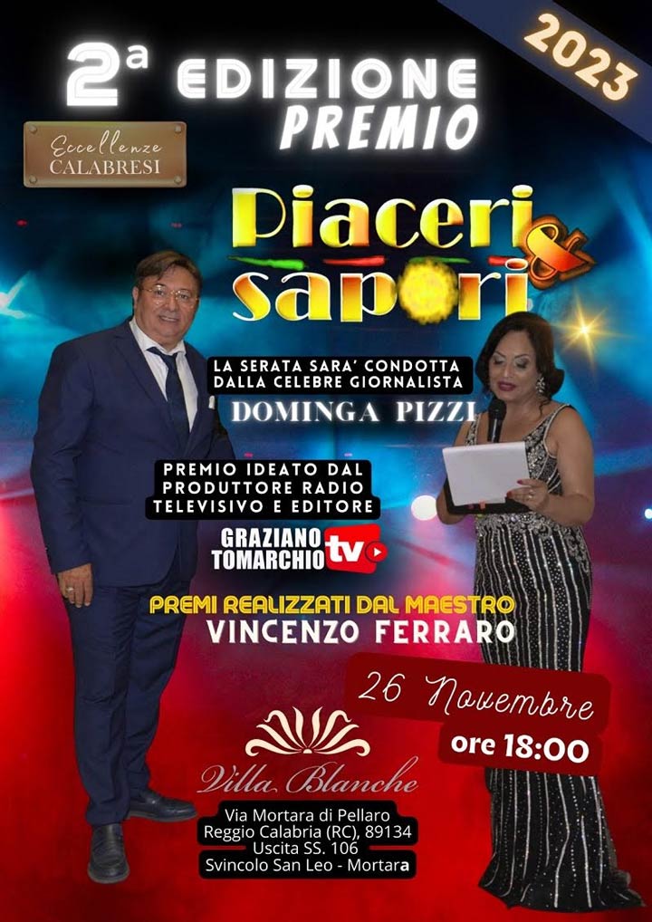 Domenica il Premio Piaceri&Sapori