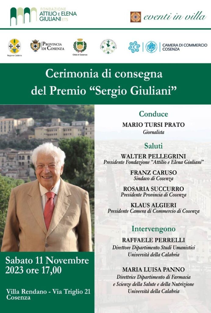 Sabato si consegna il Premio "Sergio Giuliani"