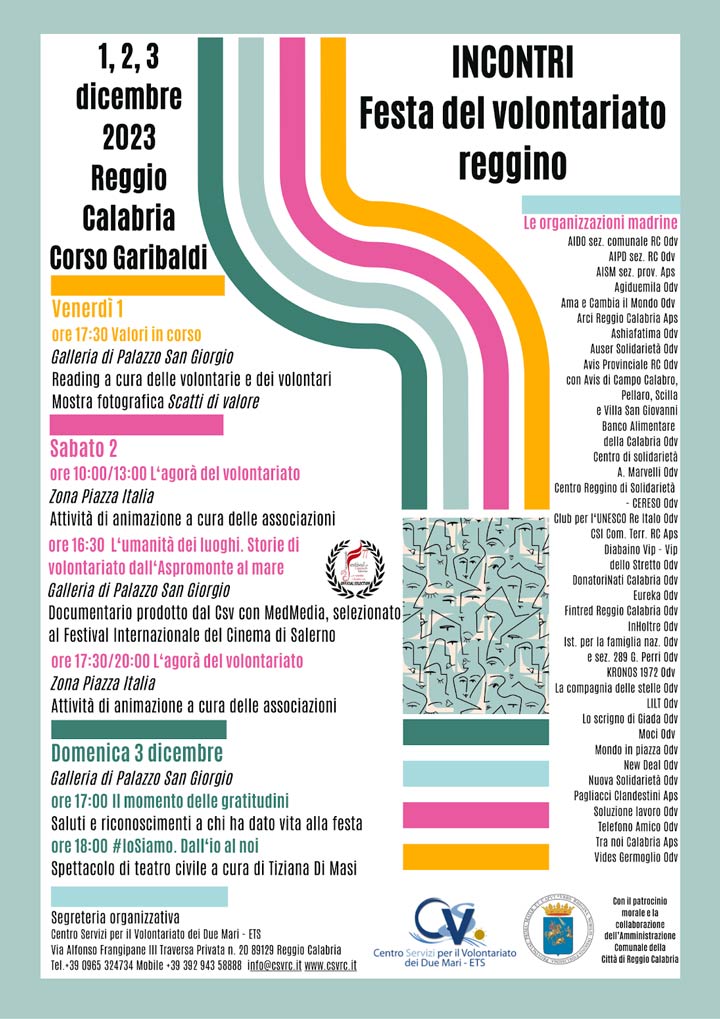 A Reggio al via "Incontri", la Festa del Volontariato reggino