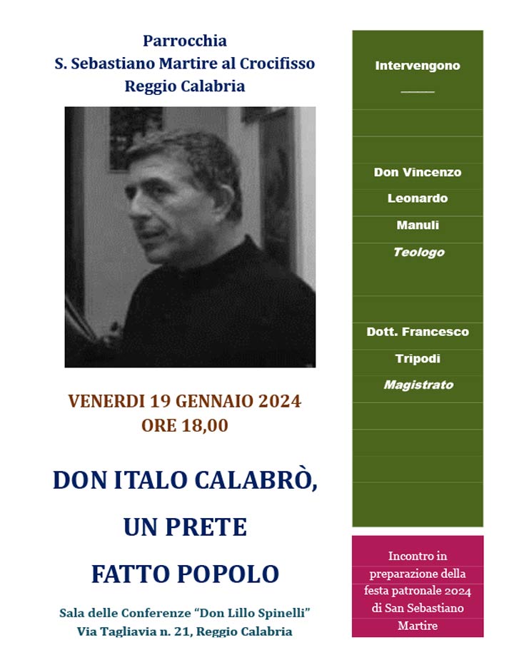 Venerdì a Reggio si ricorda don Italo Calabrò