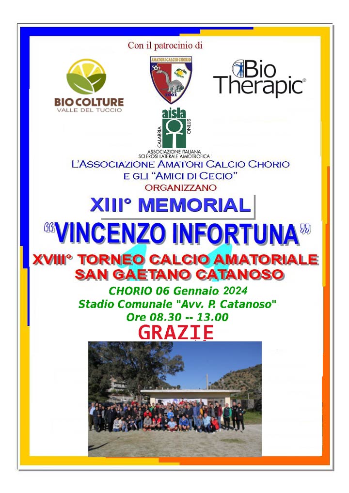 Sabato il Memorial "Vincenzo Infortuna"