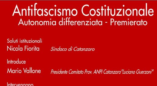 Con l'Anpi si parla di Antifascismo costituzionale, Autonomia differenziata e premierato