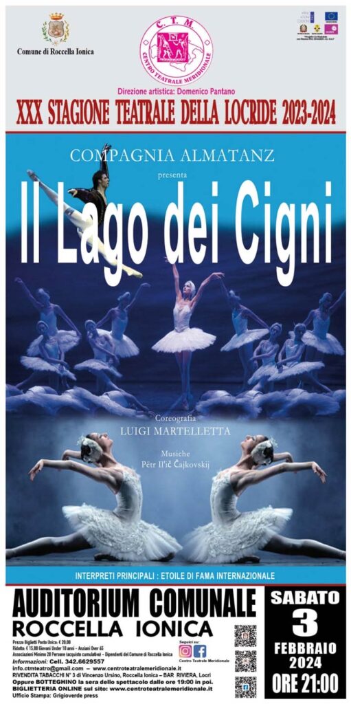 ROCCELLA IONICA (RC) - Sabato 3 febbraio in scena "Il Lago dei Cigni" all'Auditorio