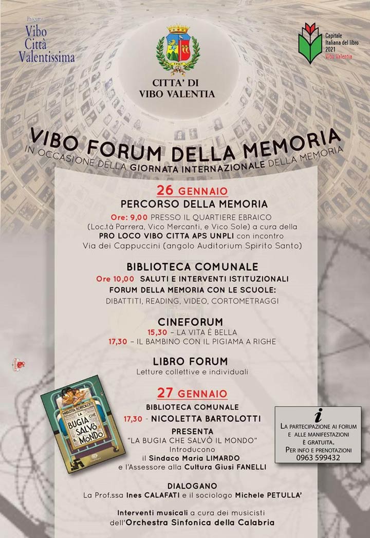 VIBO VALENTIA - Giornata della memoria, le iniziative organizzate dal Comune il 26 e 27 gennaio