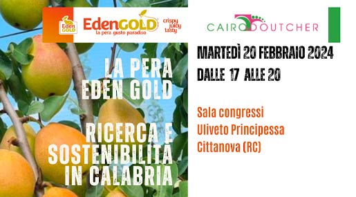 A Cittanova si presentano i risultati di ricerca e sostenibilità della pera Eden Gold