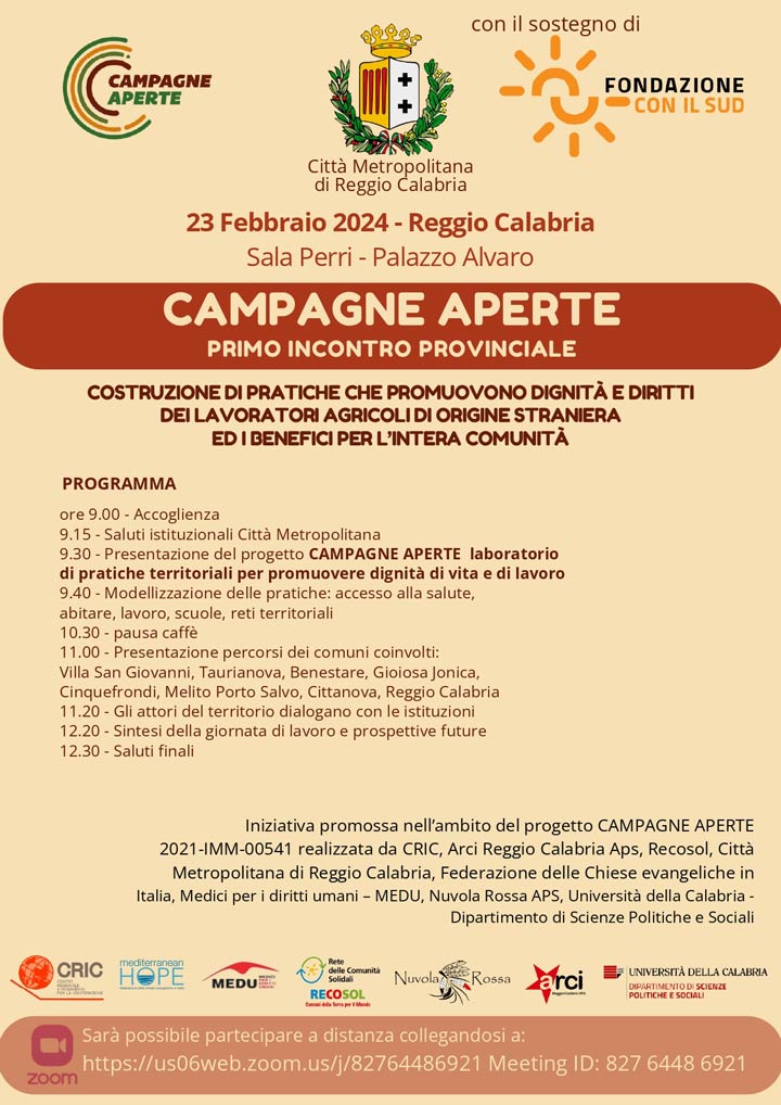 REGGIO CALABRIA - Domani a Palazzo Alvaro incontro di Campagna aperte