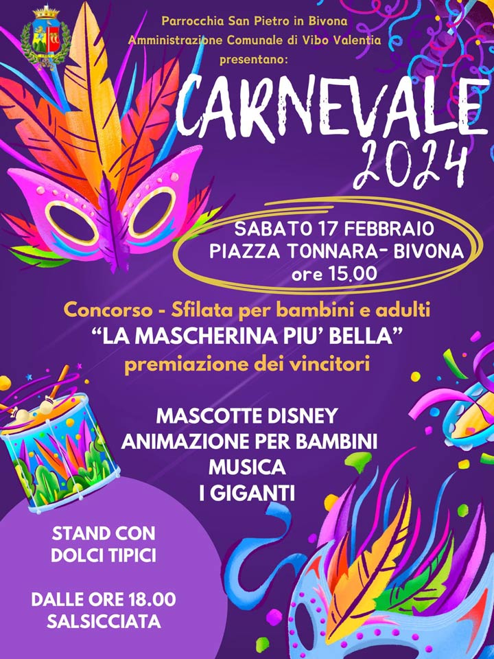 VIBO VALENTIA - Oggi è ancora Carnevale: si recuperano le iniziative rinviate per maltempo