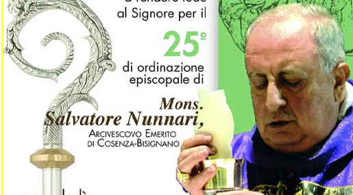 Mercoledì a Cosenza si celebrano i 25 anni da vescovo di Salvatore Nunnari