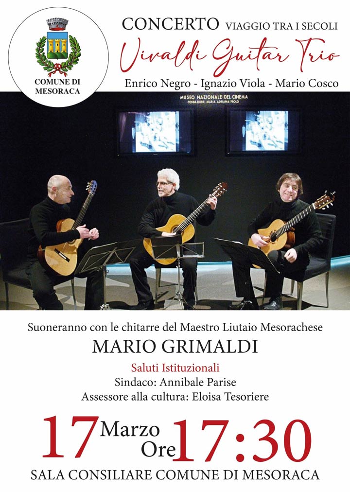 Domenica il concerto del Vivaldi Guitar Trio