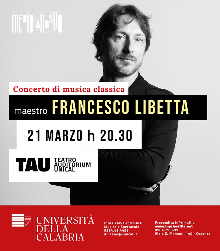 Giovedì al Tau dell'Unical il concerto del Maestro Francesco Libetta