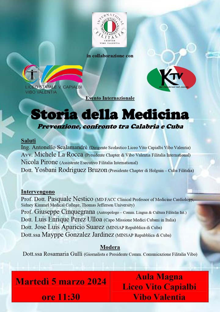 VIBO VALENTIA - Storia della medicina e prevenzione al Capialbi domani, martedì 5 marzo