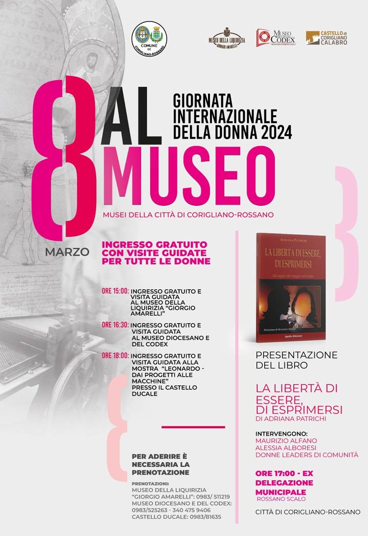 CORIGLIANO-ROSSANO (CS) - Per l'8 marzo musei gratis per le donne