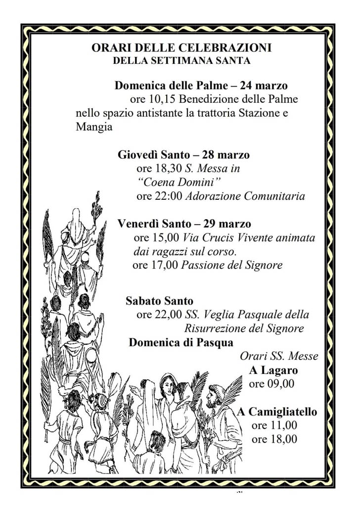 CAMIGLIATELLO (CS) - Celebrazioni pasquali, domani si terrà la Via Crucis