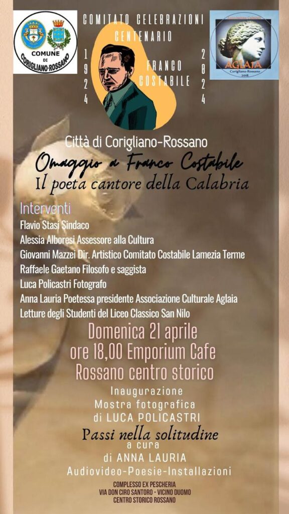 Domenica un incontro e una mostra per ricordare Franco Costabile