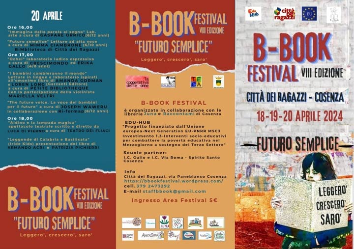 COSENZA - Dal 18 al 20 aprile ritorna il B-Book alla Città dei ragazzi