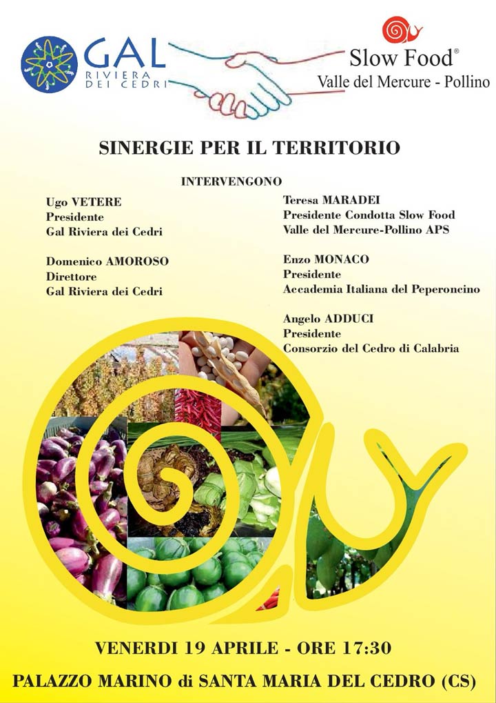 SANTA MARIA DEL CEDRO (CS) - Incontro "Sinergie per il territorio" promosso dal Gal Riviera dei Cedri e Condotta Slow Food Valle del Mercure-Pollino
