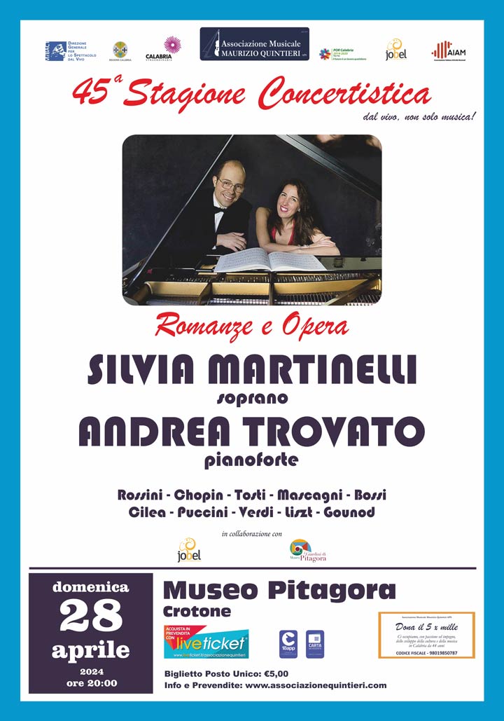 CROTONE - Martinelli e Trovato domenica si esibiscono in duo al Museo Pitagora