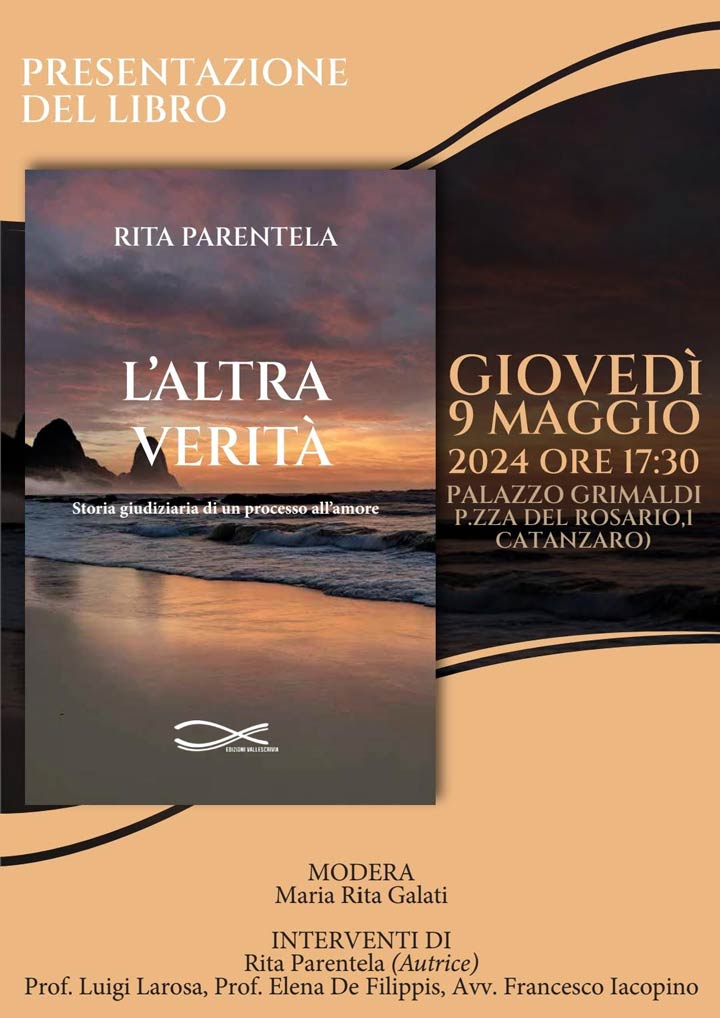 Giovedì si presenta il libro "L'Altra verità" di Rita Parentela