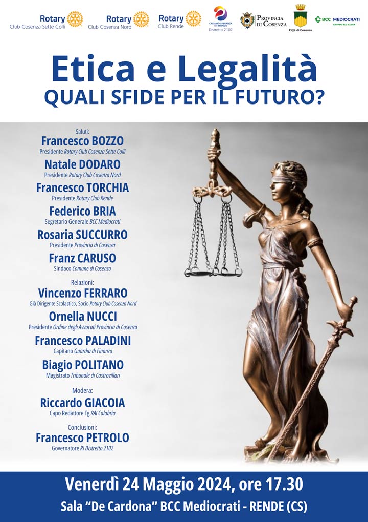 Col Rotary si parla di "Etica e legalità: Quali sfide per il futuro?"