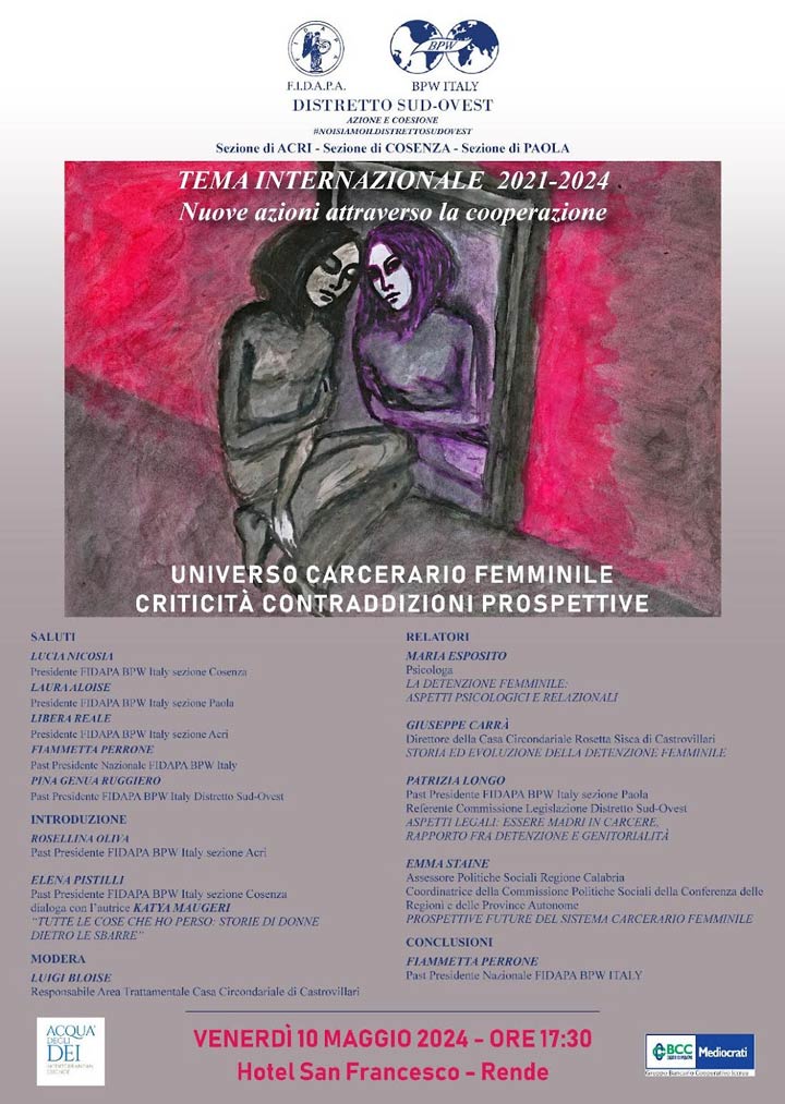 RENDE (CS) - Il 10 maggio il convegno "Universo carcerario femminile" della Fidapa