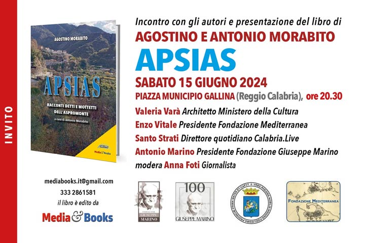 Si presenta il libro "Apsias" di Agostino Morabito