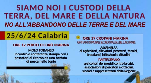 Il Coordinamento degli Agricoltori e Pescatori italiani a Cirò Marina e Cropani