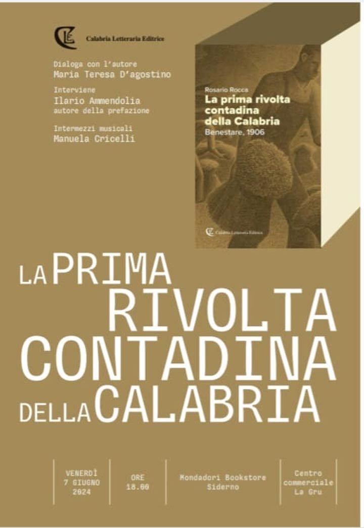 Venerdì si presenta il libro sulla Rivolta contadina della Calabria