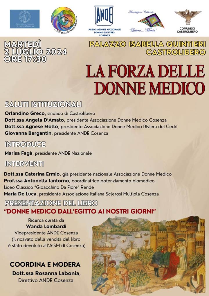 CASTROLIBERO (CS) - Martedì a Cosenza l'incontro "La forza delle donne medico"