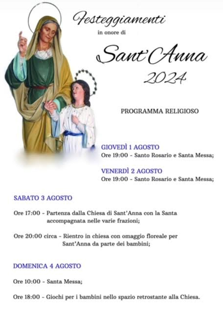 Al via i festeggiamenti in onore di Sant'Anna
