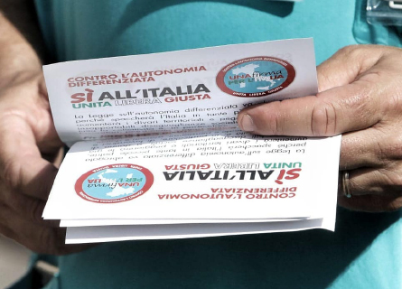 CONTRO l'AUTONOMIA SLOGAN GARIBALDINO UNIAMOCI: QUI SI FA L'ITALIA O SI MUORE