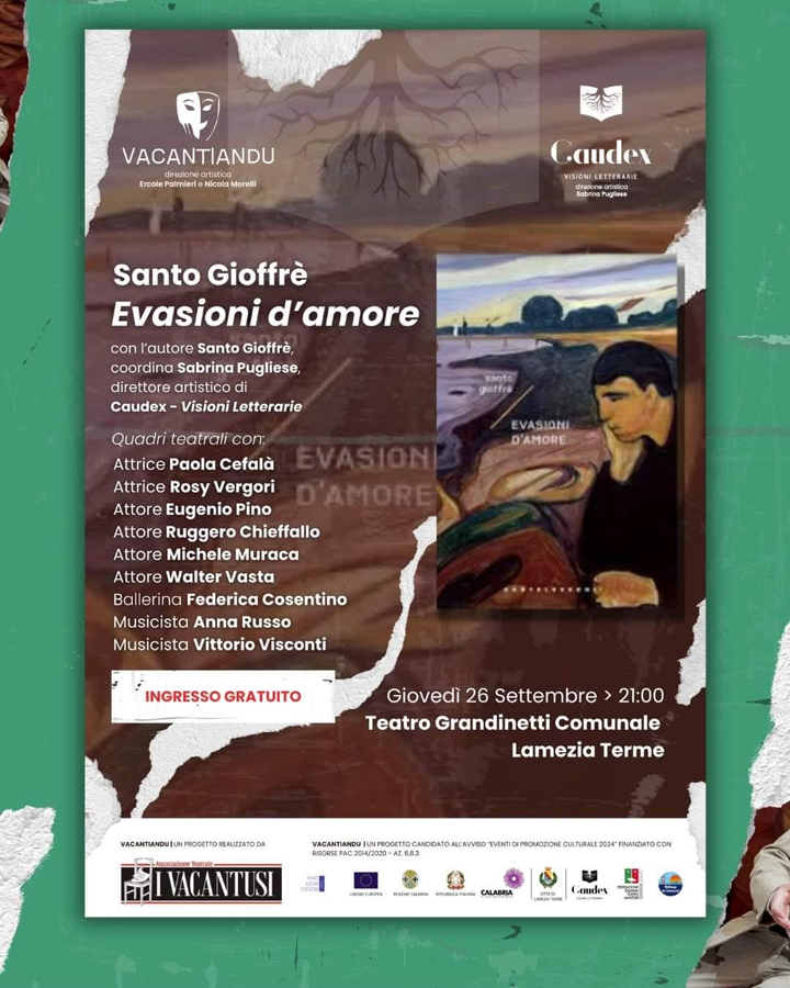 Giovedì si presenta il libro "Evasioni d'amore" di Santo Gioffrè