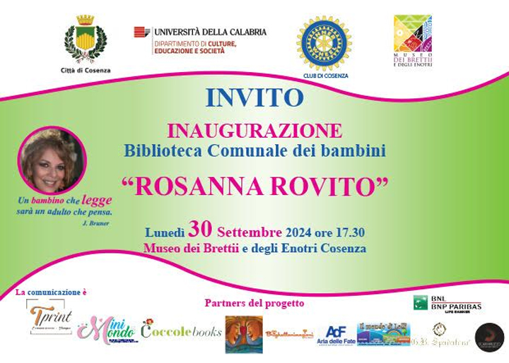 COSENZA - Lunedì s'inaugura al Museo dei Brettii e degli Enotri la Biblioteca comunale dei bambini