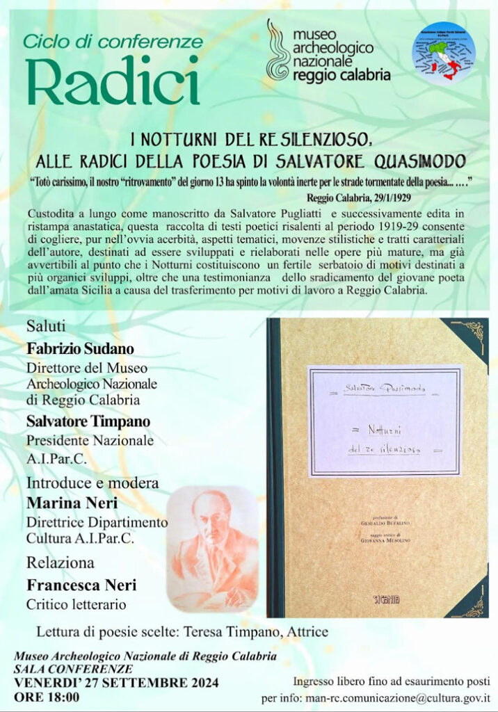 L'incontro "I notturni del re silenzioso, alle Radici della Poesia di Salvatore Quasimodo"