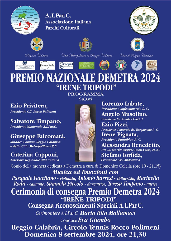 A Reggio domenica si consegna il Premio Nazionale Demetra "Irene Tripodi"