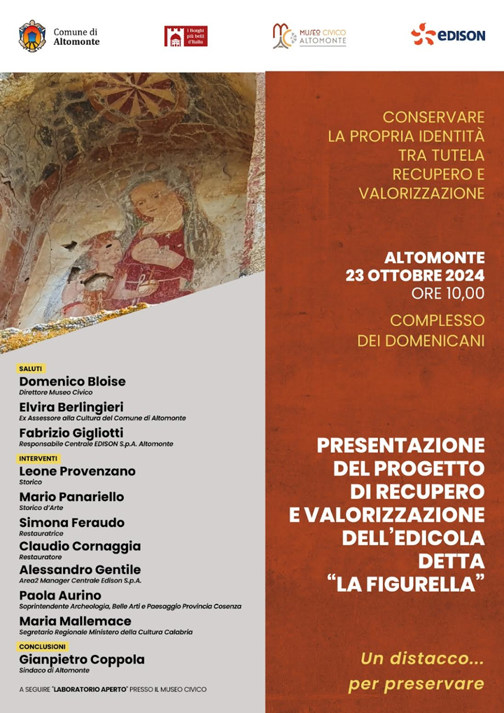 ALTOMONTE (CS) - Mercoledì si presenta il progetto di restauro dell'edicola "La Figurella"