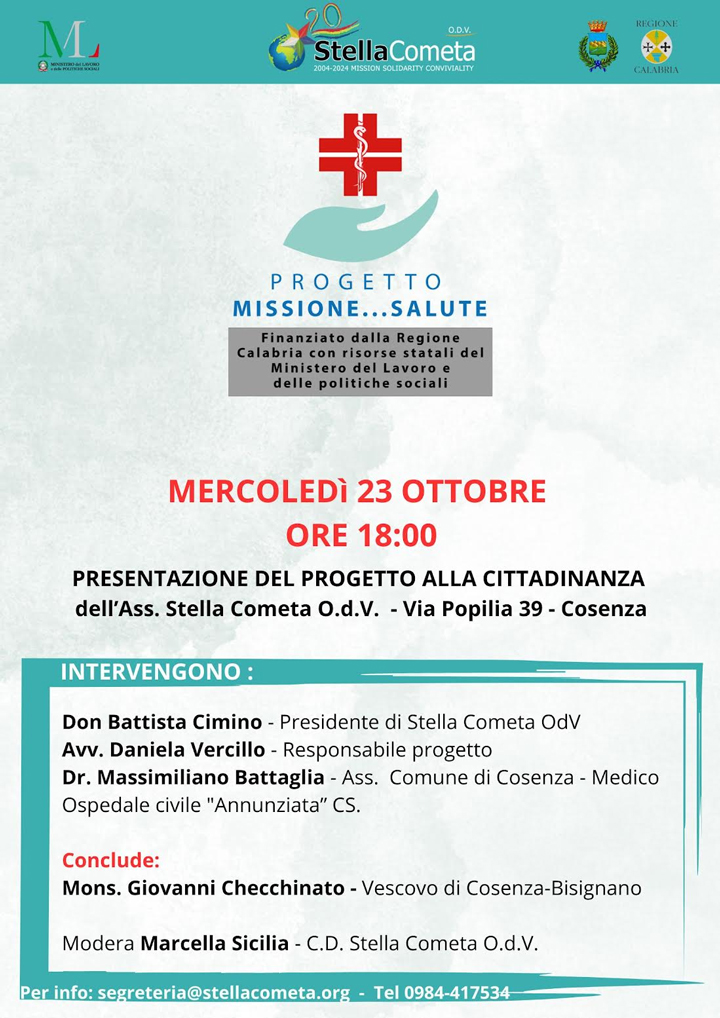 Mercoledì si presenta il progetto "Missione Salute"