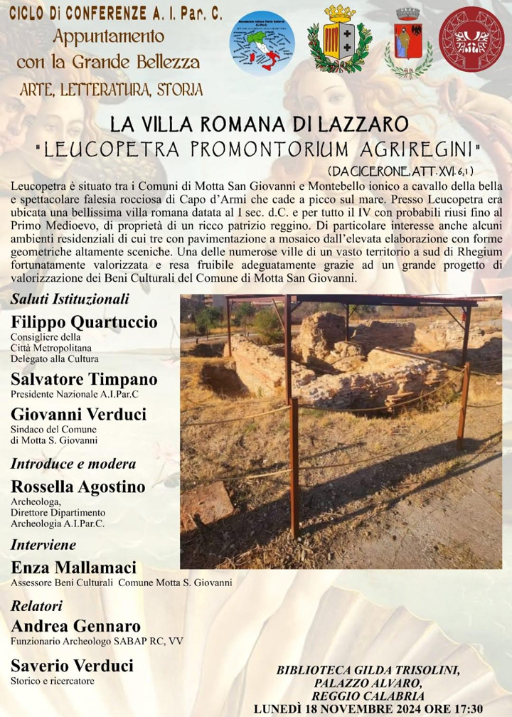 REGGIO - Lunedì l'incontro su "La Villa Romana di Lazzaro"