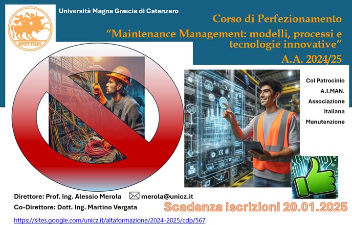 All'Umg il corso di perfezionamento in "Maintenance Management: modelli, processi e tecnologie innovative"