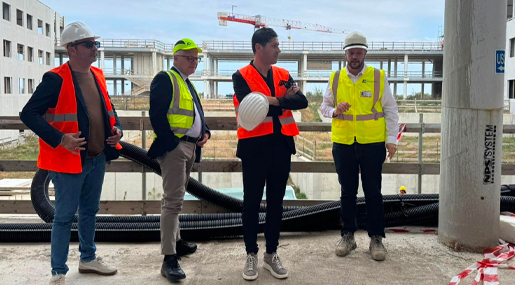 Celebre (Fillea Cgil) e Trotta al cantiere dell’Ospedale della Sibaritide dopo l’incendio