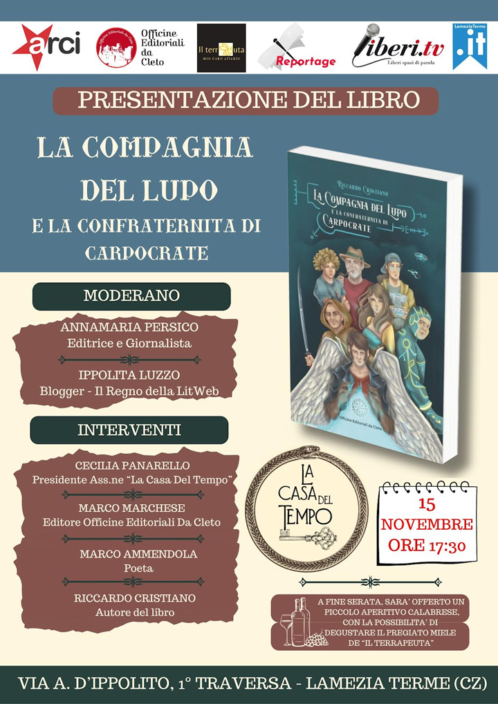 Venerdì si presenta il libro "La compagnia del lupo e la Confraternita di Carpocrate"