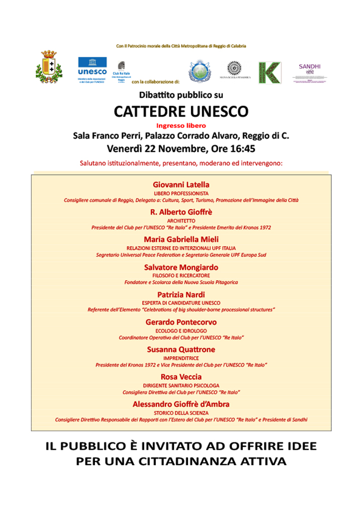 Il dibattito pubblico su "Cattedre Unesco"