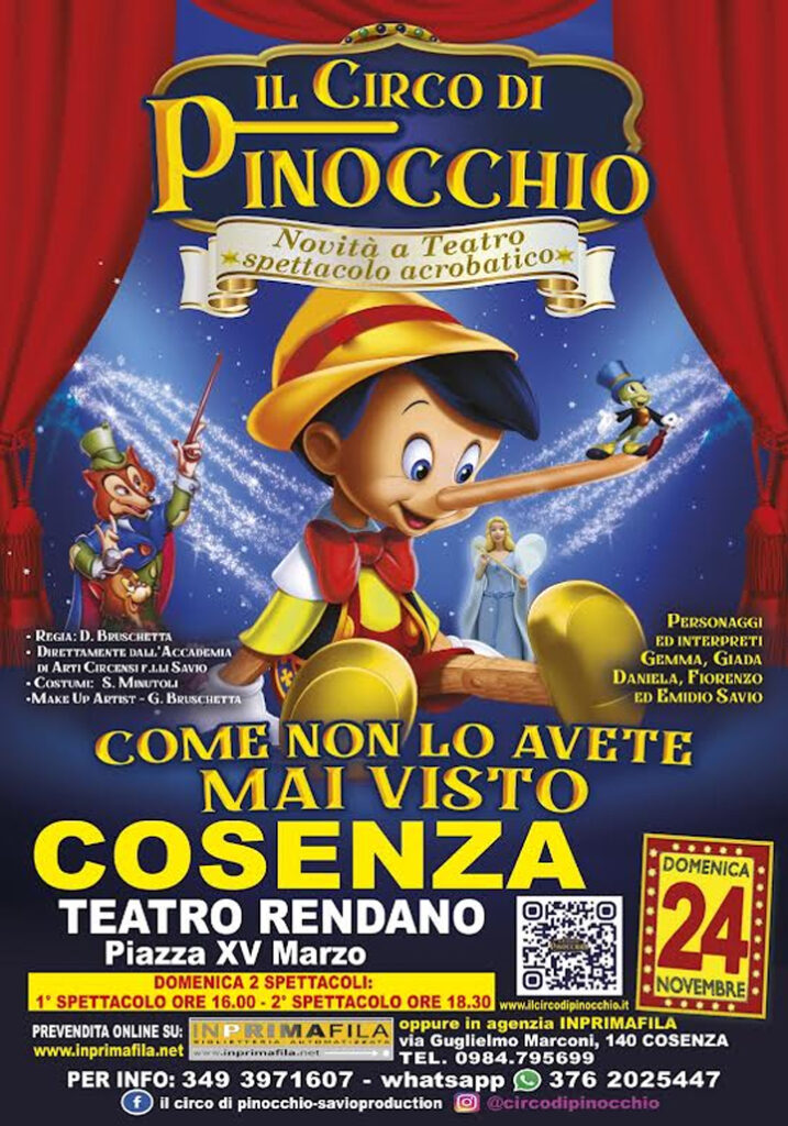 Domenica al Rendano il "Circo di Pinocchio"