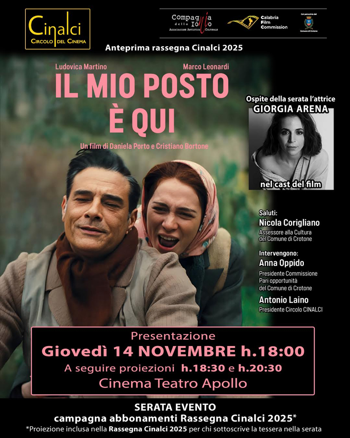 Il 14 novembre la proiezione-evento de"Il mio posto è qui"