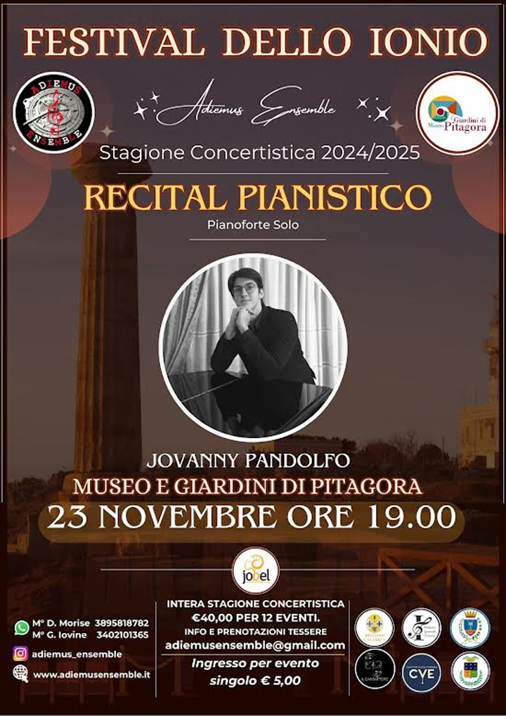 Il concerto del pianista lametino Jovanny Pandolfo