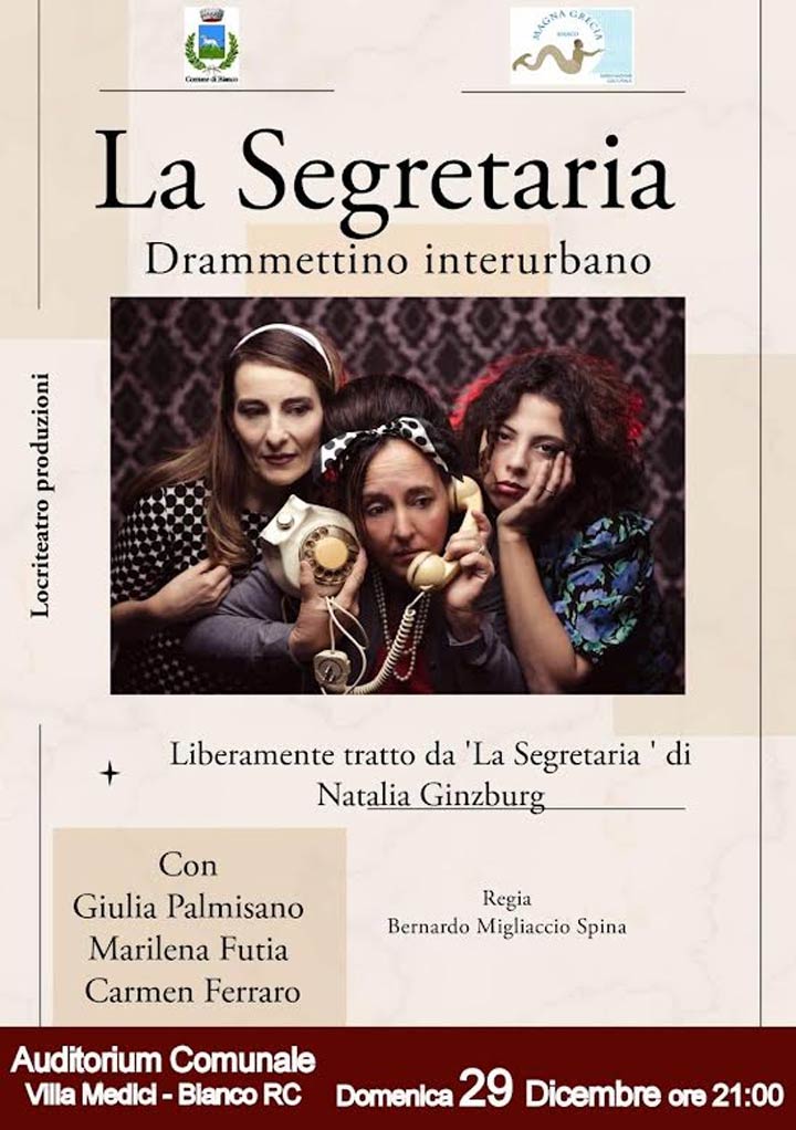 A Bianco in scena "La segretaria" di Bernardo Migliaccio Spina